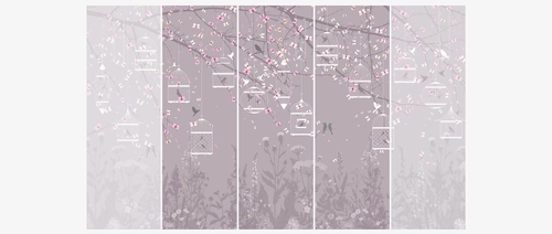 птицы, деревья, цветы, серые, белые, HD