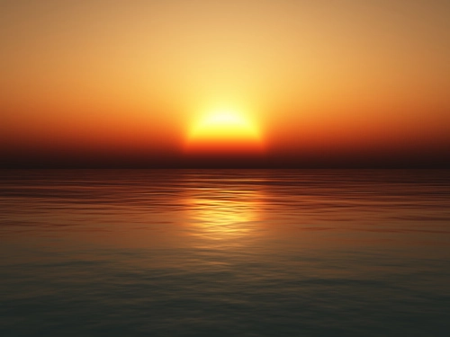 природа, небо, море, горизонт, закат, коричневые, жёлтые