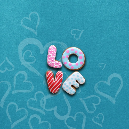 печенье, еда, красные, голубые, синие, розовые