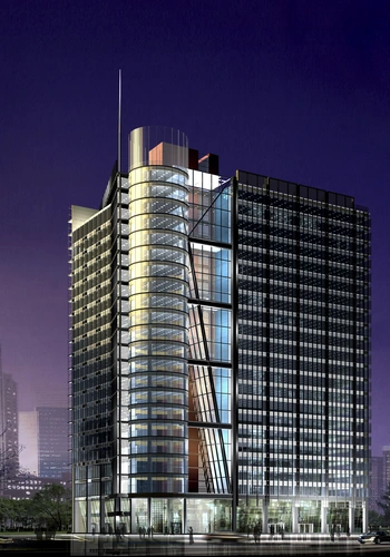 дома, небоскребы, синие, фиолетовые, серые