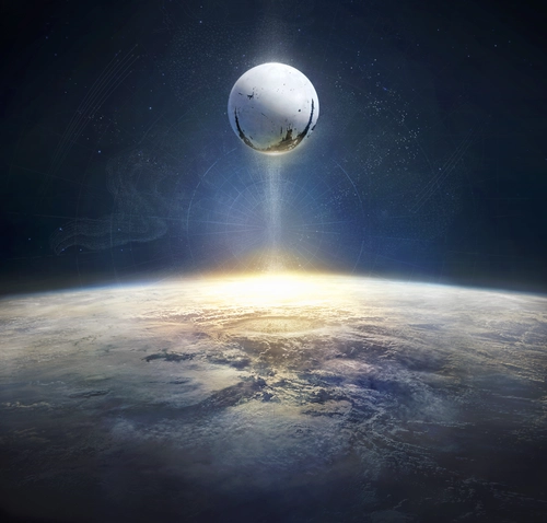 фантастика, космос, корабль, планета, чёрные, серые