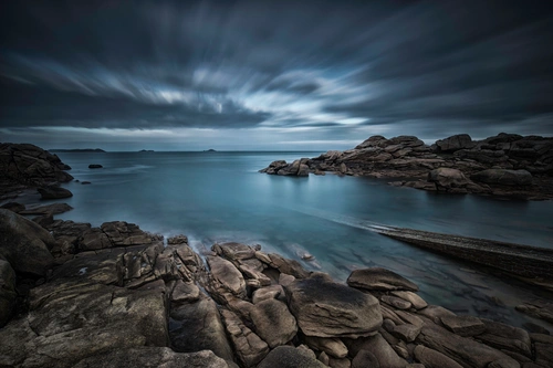 тучи, облака, море, побережье, франция, серые, синие