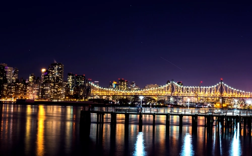 ночь, свет, гирлянда, огни, темные, черные, желтые