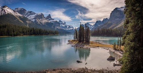 озеро, горы, природа, панорама, зеленые, синие, бежевые, серые