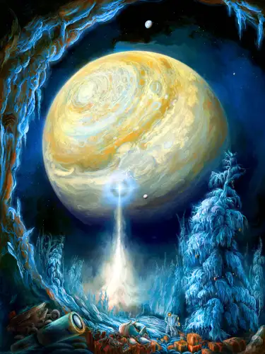 скала, планета, фантастика, синие, черные, коричневые