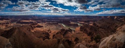 облака, небо, горы, коричневые, синие, панорама
