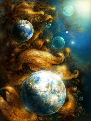 космос, планеты, коричневые, голубые, белые