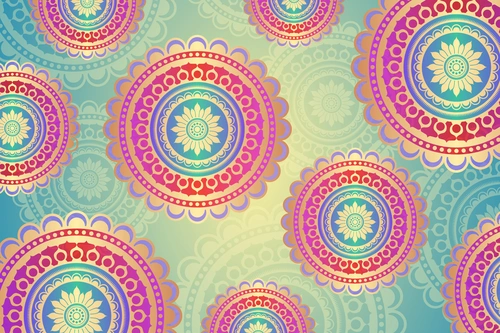 фон, золото, розовые, бирюзовые, узор, орнамент