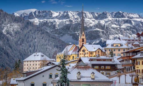 горы, зима, церковь, снег, белые, черные